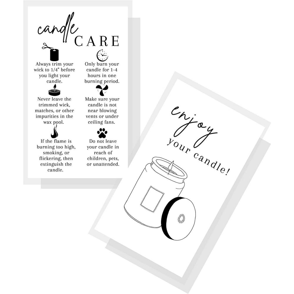 Candle Care Instruction Cards, 100-Pack White Mini Cards with Burn Tips for Candle Packaging product photo