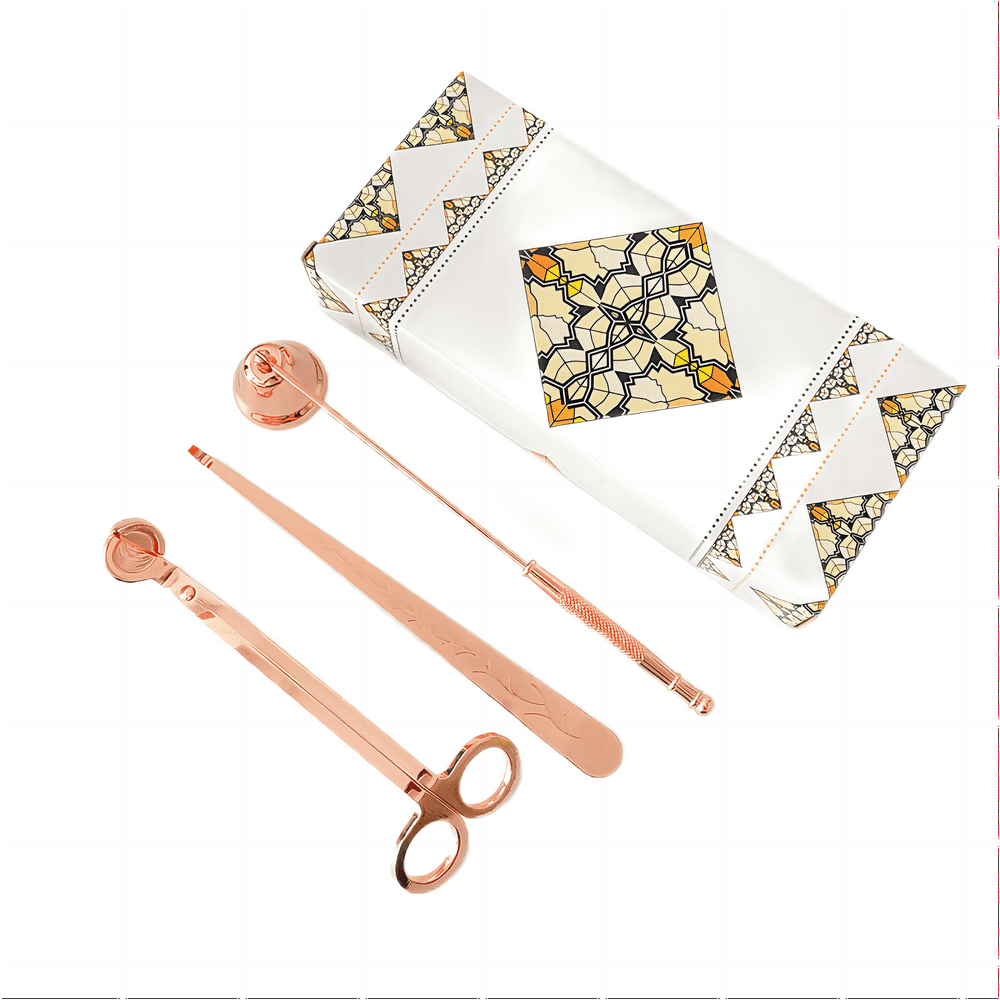 Candle Care Kit Gift Box, 3-Piece Wick Trimmer Snuffer Dipper Set, Rose Gold product photo