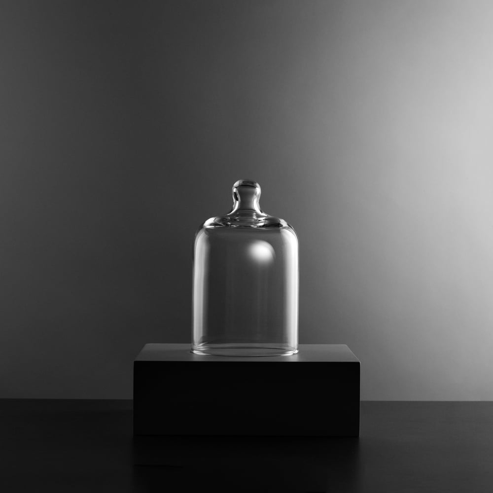 Glass Dome Cloche Covers, 2-Pack Clear Bell-Jar Display & Candle Dust Toppers product photo