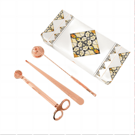 Candle Care Kit Gift Box, 3-Piece Wick Trimmer Snuffer Dipper Set, Rose Gold  product photo