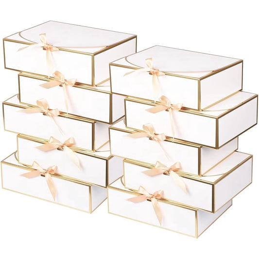 Candle Gift Boxes, White with Gold Trim 12-Pack with Ribbon for Candle Packaging & Storage  product photo