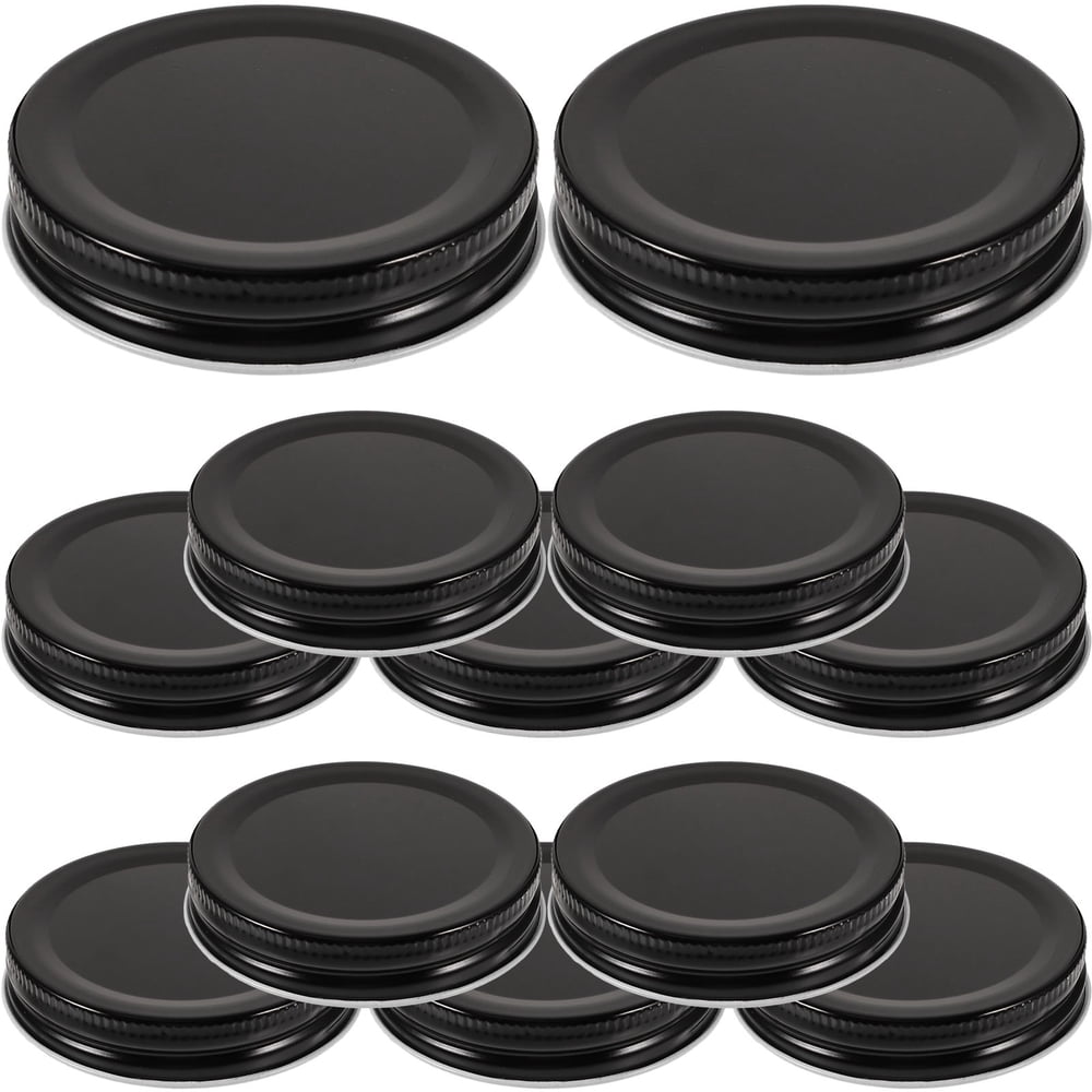 Replacement Black Metal Jar Lids, 24-Pack Screw-Top Regular-Mouth Candle Covers  product photo
