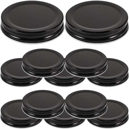 Replacement Black Metal Jar Lids, 24-Pack Screw-Top Regular-Mouth Candle Covers  product photo