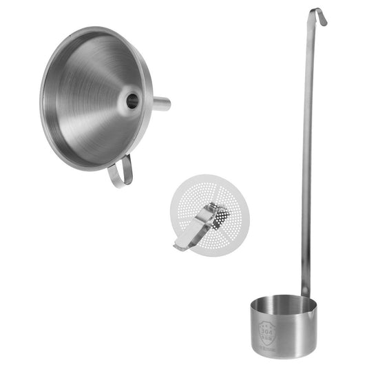 Candle Making Pouring Set, Stainless Steel Funnel, Strainer and Ladle for Wax Pouring  product photo