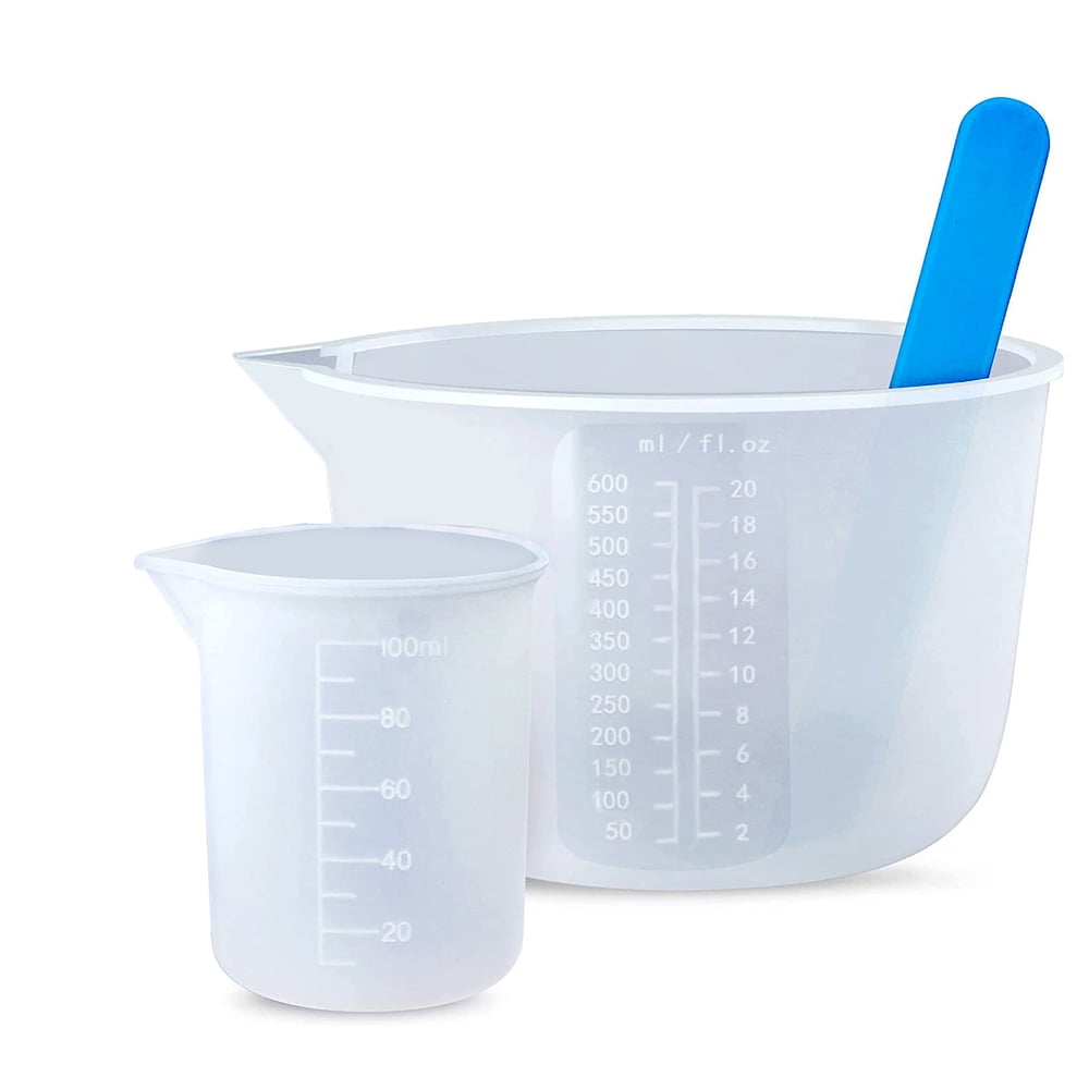 Candle & Resin Mixing Cups, Silicone Set with 600ml & 100ml Graduated Cups and Stir Stick  product photo