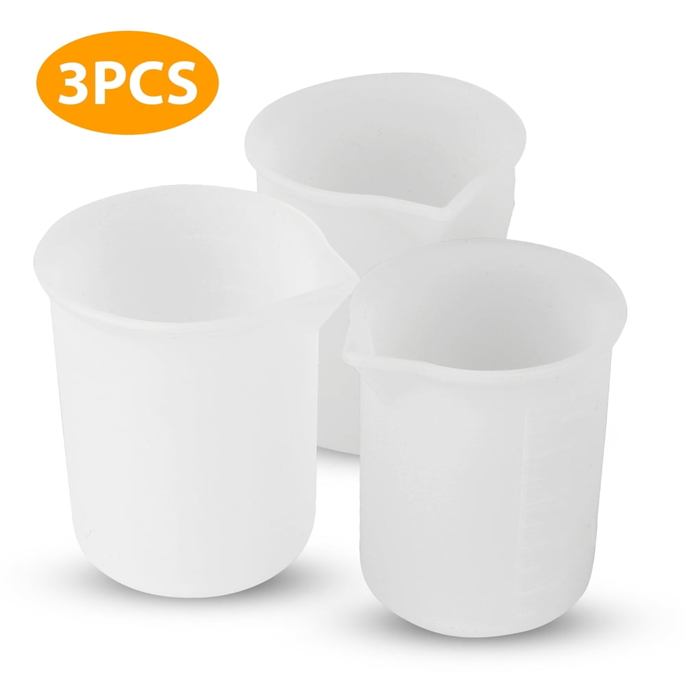 Silicone Mixing Cups, 3-Pack 100ml Reusable Measuring Cups for Candle and Resin Pouring  product photo