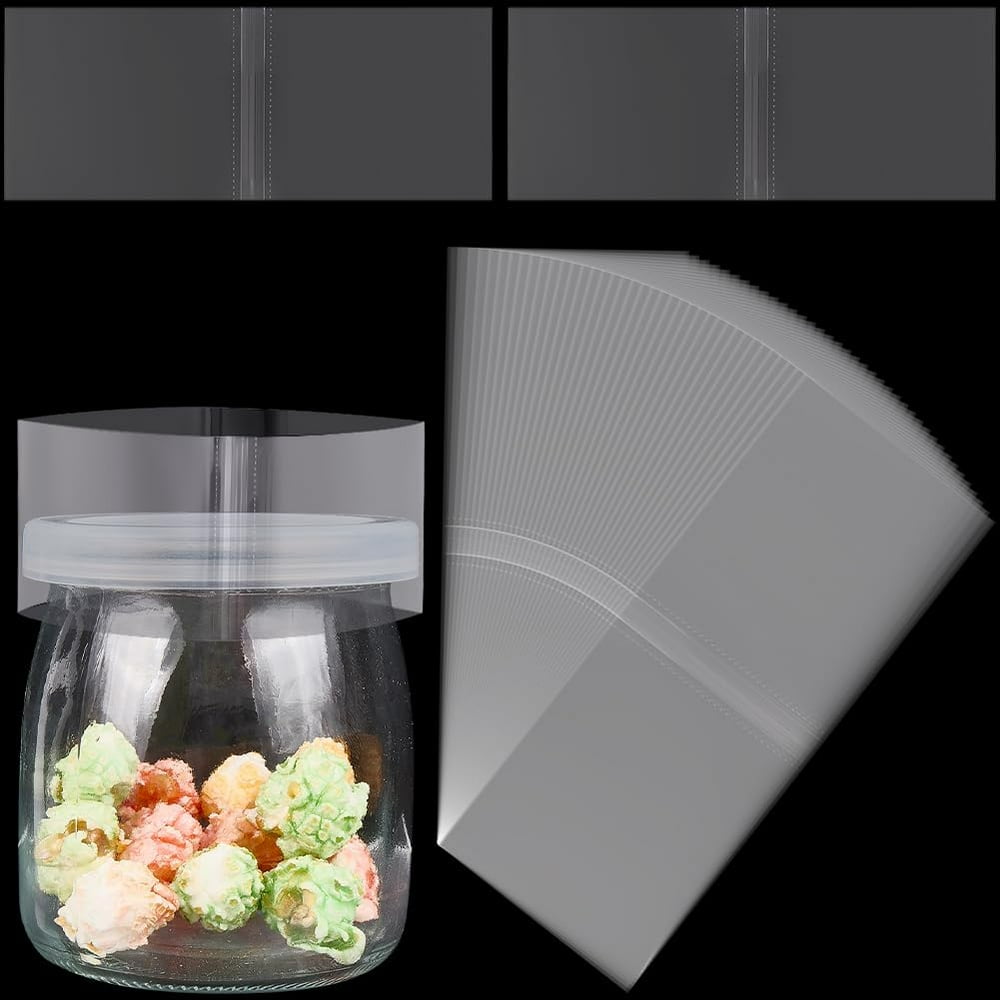 Clear PVC Shrink Wrap Bands, 200-Pack Tamper Seals for Candle Jar Lids, Heat-Shrink  product photo