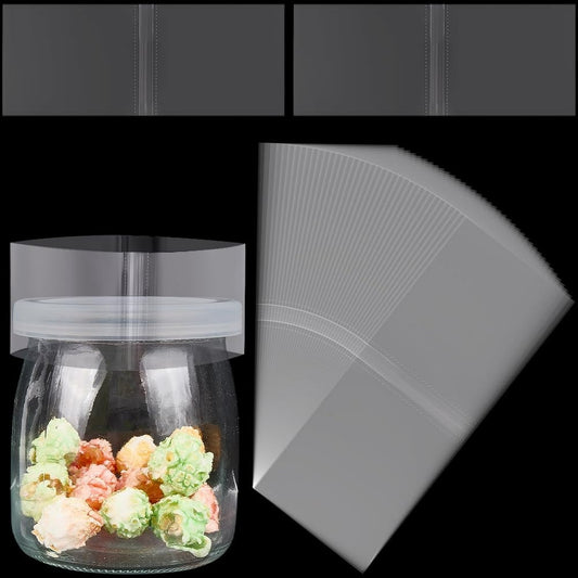 Clear PVC Shrink Wrap Bands, 200-Pack Tamper Seals for Candle Jar Lids, Heat-Shrink  product photo