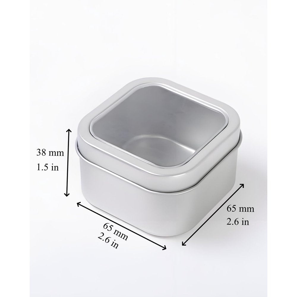 Candle Tins 4 oz, 12-Pack Silver Metal Containers with Clear Window Lid for Candle Making, Empty  product photo