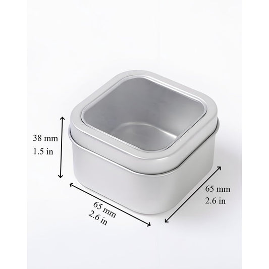 Candle Tins 4 oz, 12-Pack Silver Metal Containers with Clear Window Lid for Candle Making, Empty  product photo