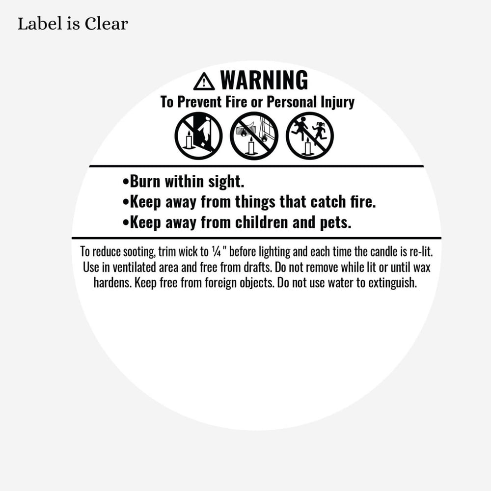 Clear Round Candle Warning Labels, 500-Pack Bottom Safety Stickers on a Roll  product photo