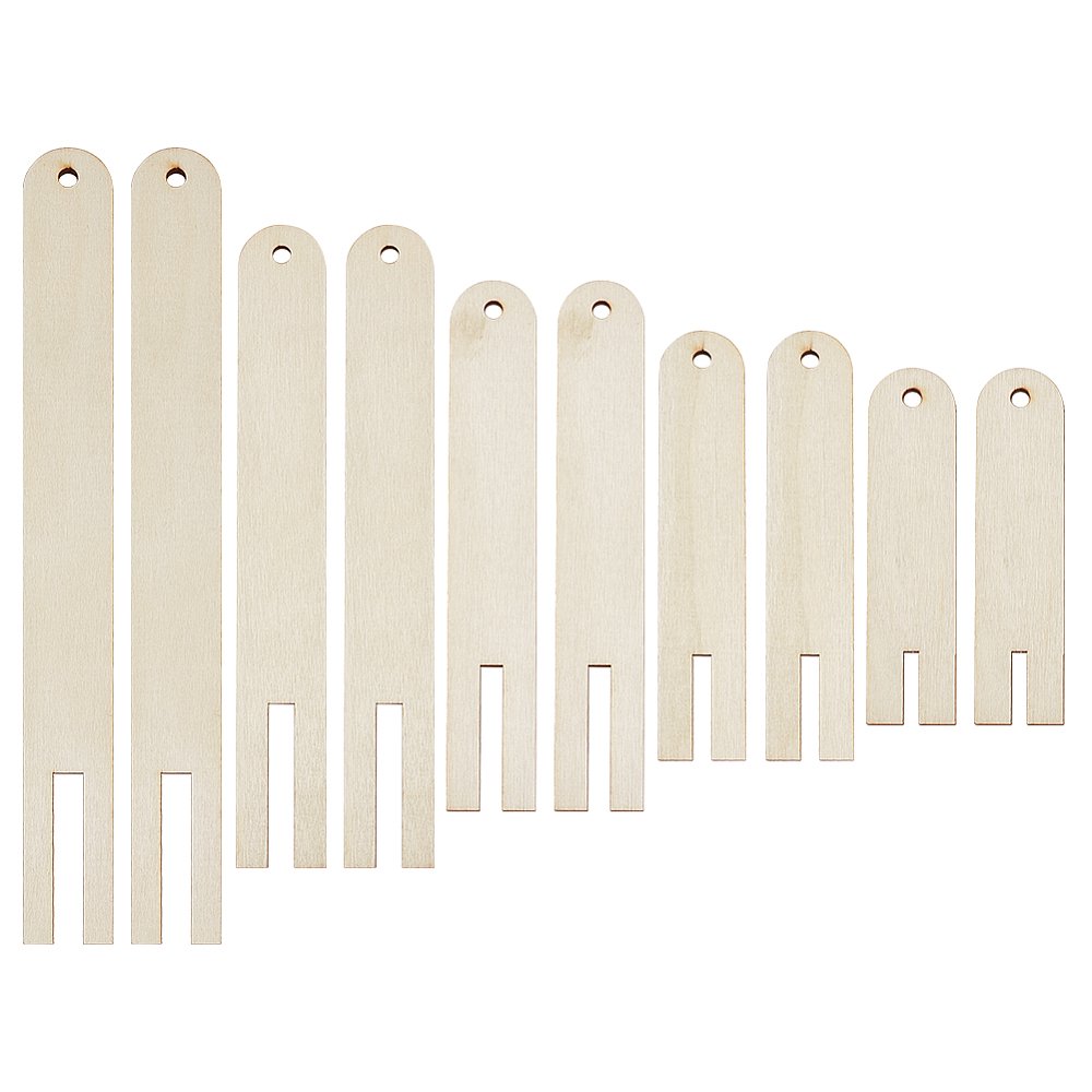 Wooden Wick Centering Holders, 10-Piece Assorted-Size Slotted Bars for Jars & Vessels  product photo