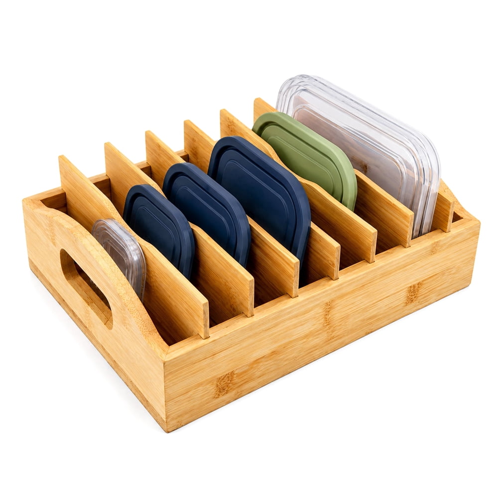 Bamboo Divided Organizer Caddy with Handles, Slotted Sorting Station for Candle Supplies  product photo