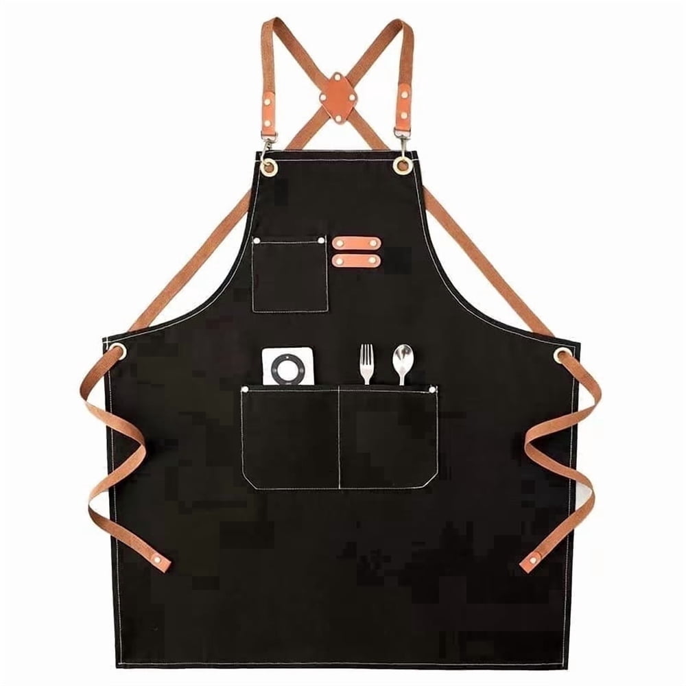 Crafting Apron, Black Canvas Adjustable Cross-Back with Pockets for Candle Making & Workshops  product photo