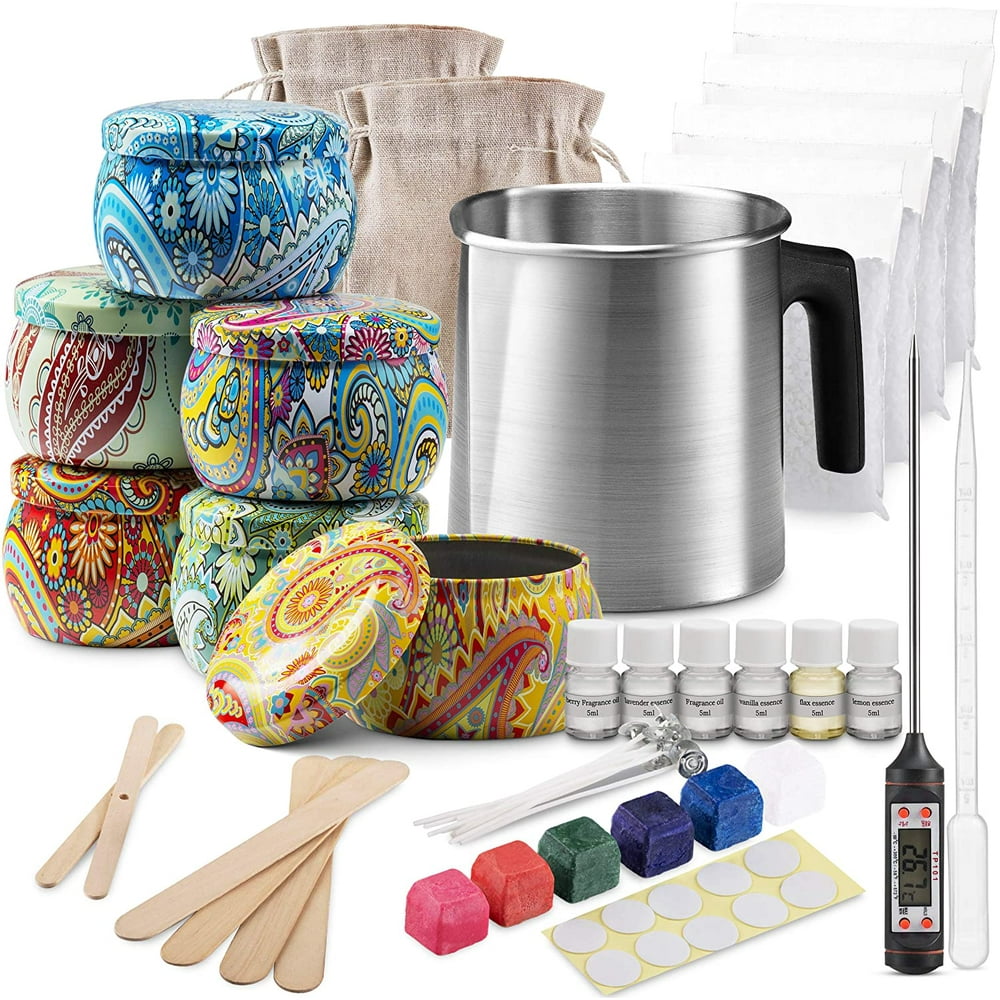 DIY Candle Making Kit, Pouring Pot, Thermometer, Stirrers, Tins, Wicks & Fragrance Oils Complete Starter Set  product photo