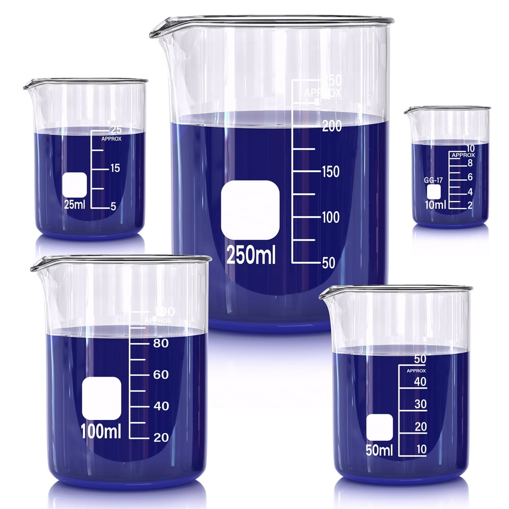 Graduated Glass Beaker Set, 5-Piece Borosilicate Measuring Beakers for Candle Making  product photo