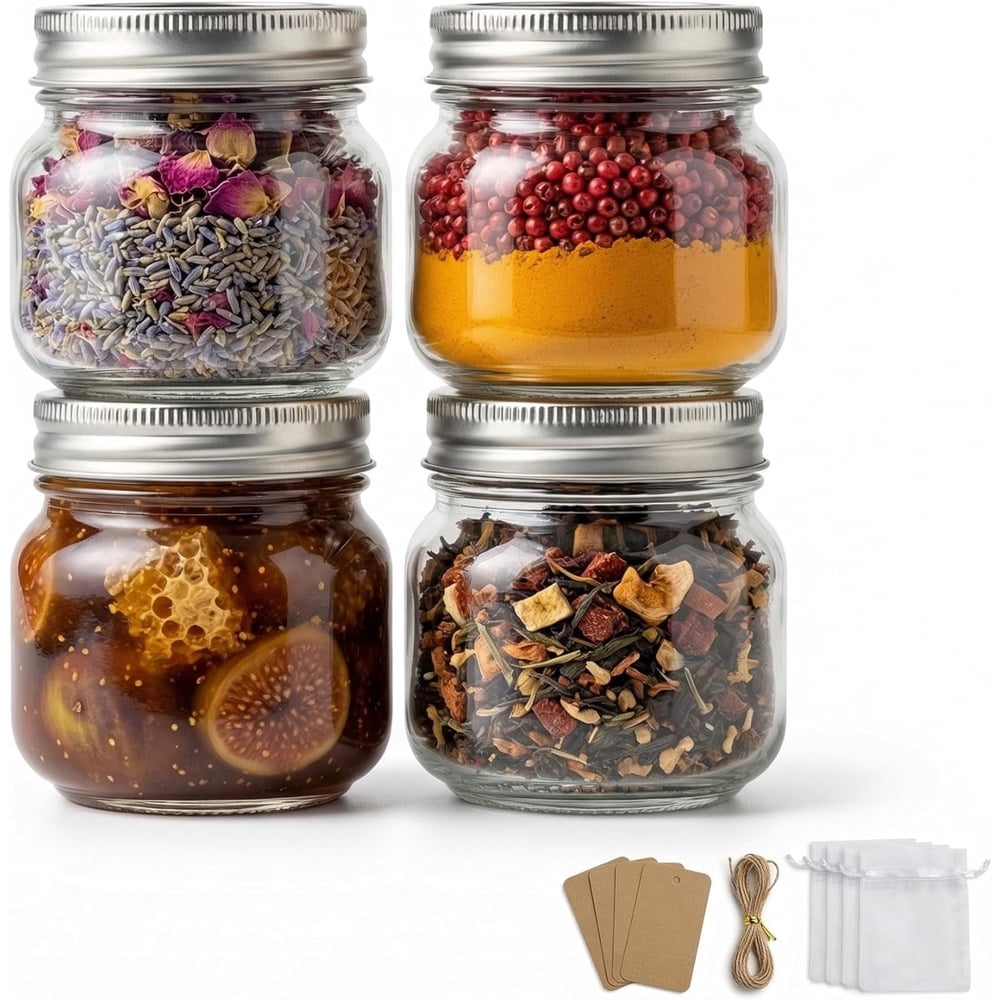 Mason Jar Candle Containers, 8 oz Regular Mouth Glass Jars, 12-Pack with Silver Lids  product photo