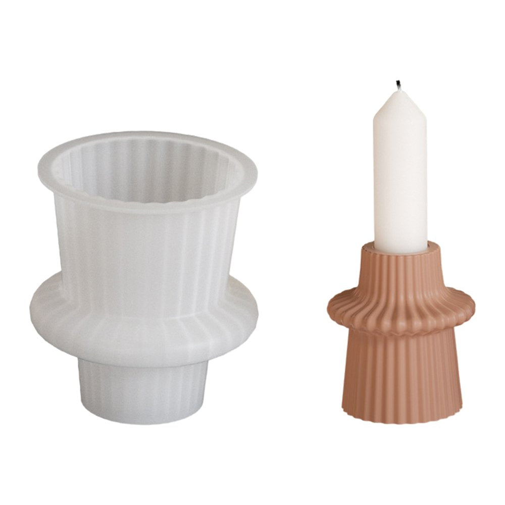 Silicone Pillar Candle Mold, Fluted Column Shape, Reusable Pouring Mould for Taper & Pillar Candles  product photo
