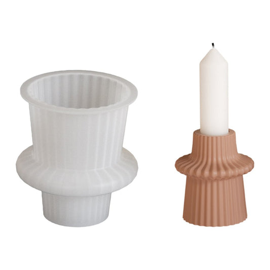 Silicone Pillar Candle Mold, Fluted Column Shape, Reusable Pouring Mould for Taper & Pillar Candles  product photo