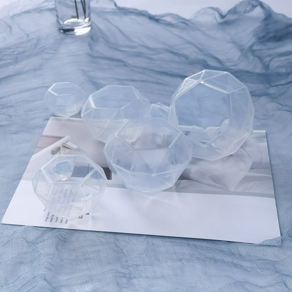 Faceted Diamond Gem Candle Mold, Clear 3D Silicone Geometric Crystal Shape, Reusable Wax Mould  product photo