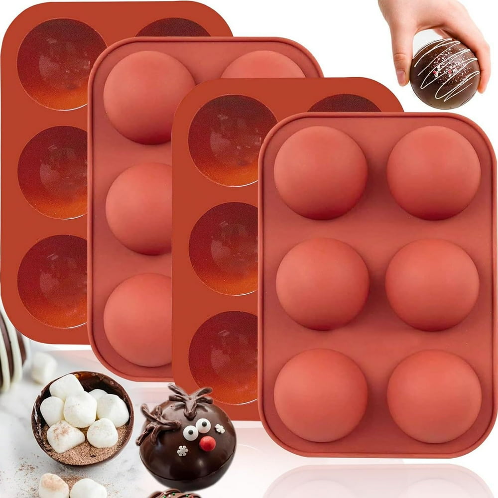 Silicone Half-Sphere Dome Mold, 6-Cavity Terracotta, 4-Pack for Candles Wax & Bath Bombs  product photo