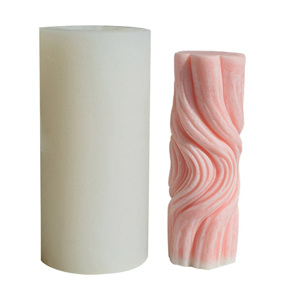 3D Silicone Pillar Mold, Abstract Twisted Swirl Wave Column for Candle Wax & Plaster  product photo
