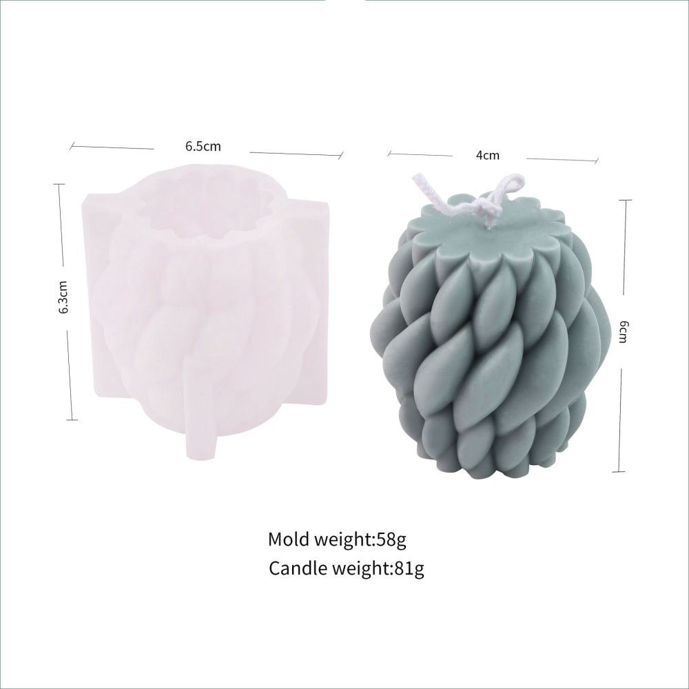 Silicone Knot Candle Mold, 3D Twisted Pinecone Shape Reusable Mold for DIY Candles  product photo