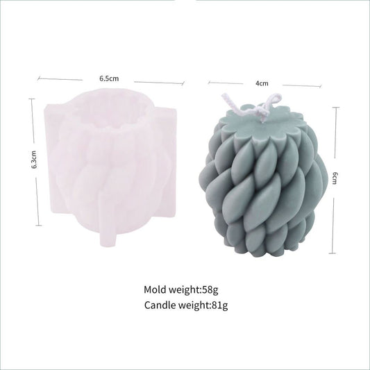 Silicone Knot Candle Mold, 3D Twisted Pinecone Shape Reusable Mold for DIY Candles  product photo