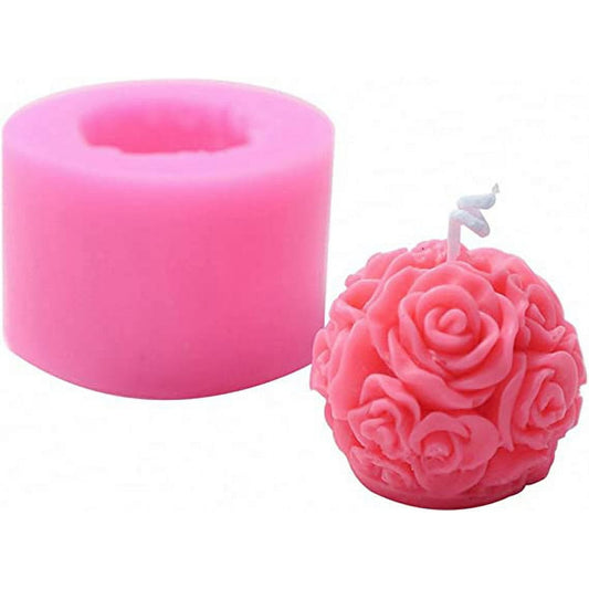 3D Rose Ball Silicone Mold, Flower Sphere for Candle Wax Soap & Bath Bombs  product photo