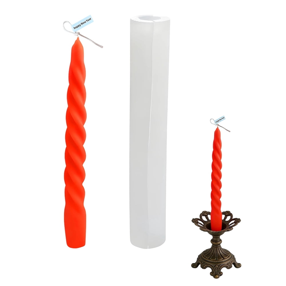 Silicone Spiral Taper Candle Mold, Reusable Twist-Design Mold for Dinner & Dining Candle Making  product photo