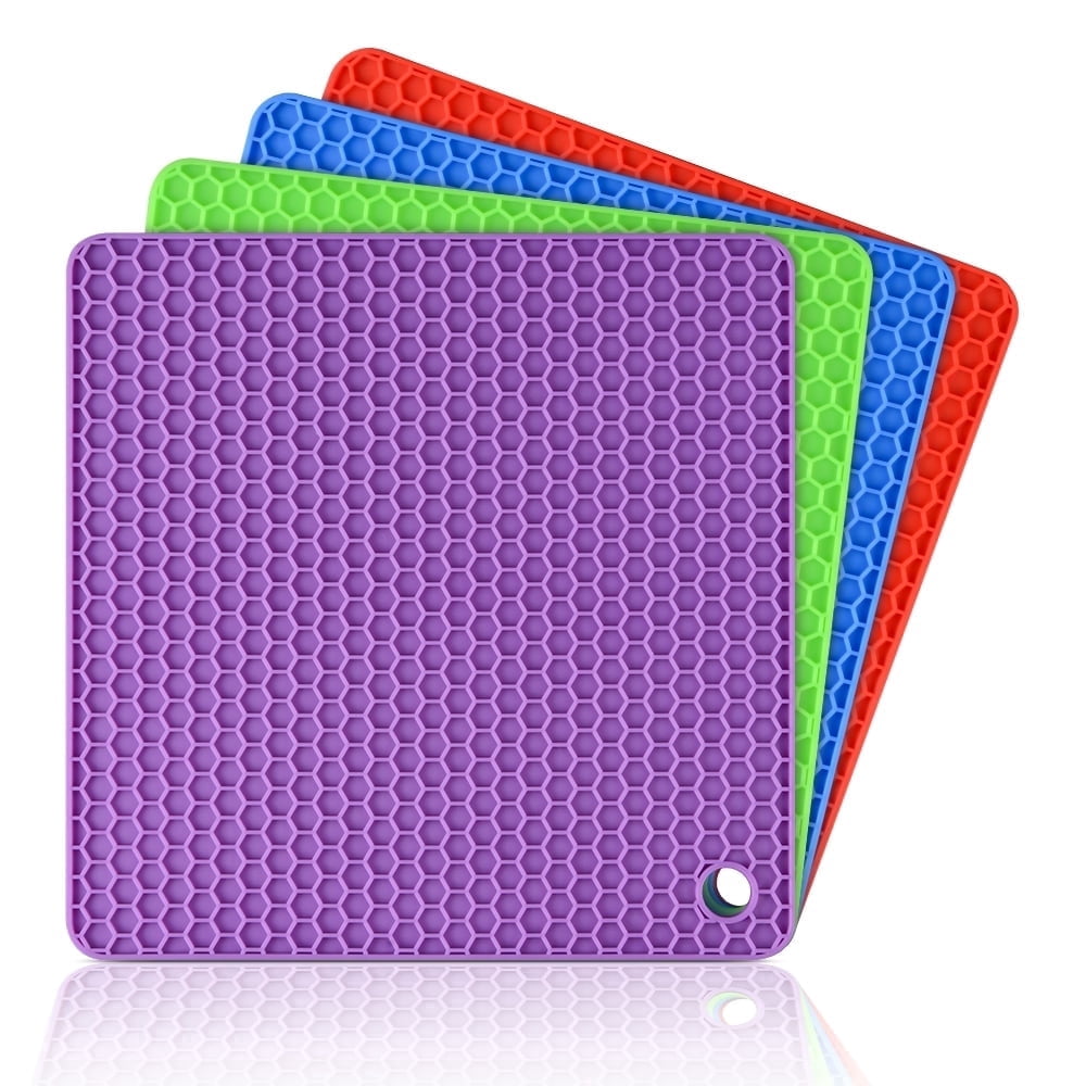 Silicone Trivet Mat Set, 4-Pack Honeycomb Heat Pads for Candle Pouring Pots & Counters  product photo