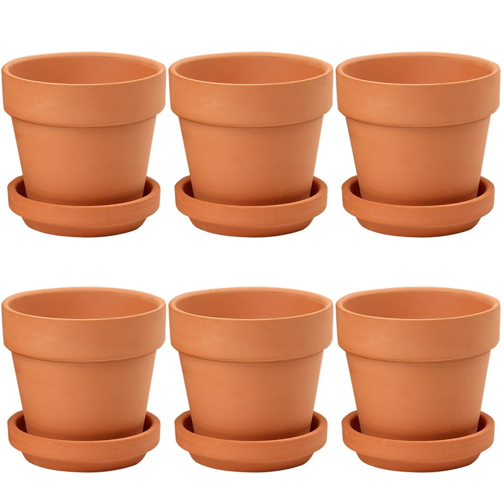 Terracotta Clay Candle Pots 6 oz 6-Pack Unglazed Rustic Vessels with Saucers  product photo