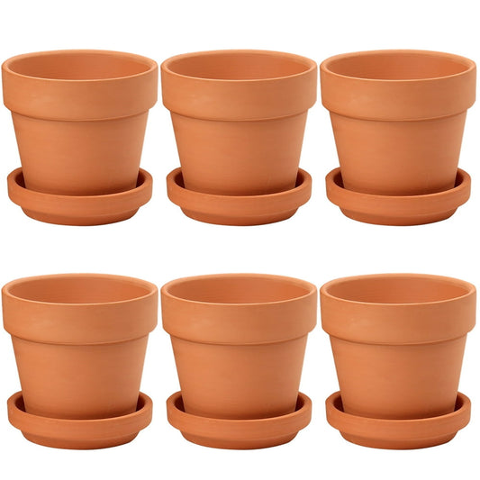 Terracotta Clay Candle Pots 6 oz 6-Pack Unglazed Rustic Vessels with Saucers  product photo