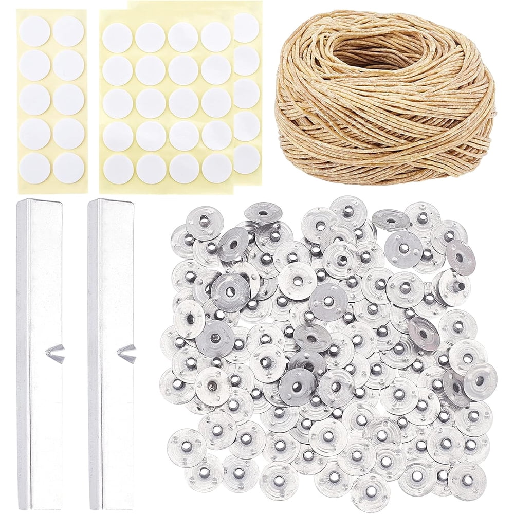 Candle Wick Holder Bars and Stickers Combo Kit, Metal Bars with Adhesive Tabs, Sustainers and Wick Cord  product photo