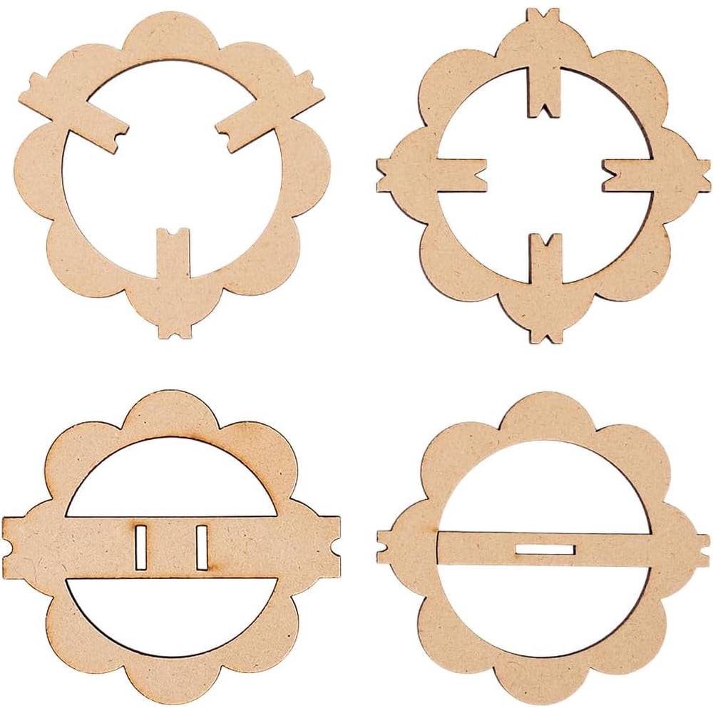 Wooden Wick Centering Holders, 4-Piece Reusable Flower-Shaped Plates for Candle Making  product photo