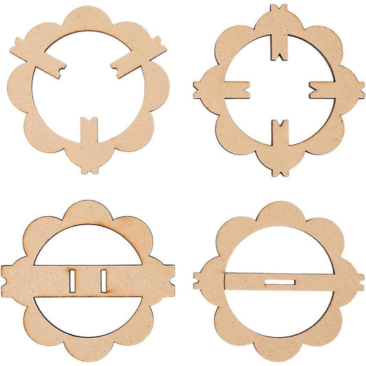 Wooden Wick Centering Holders, 4-Piece Reusable Flower-Shaped Plates for Candle Making  product photo